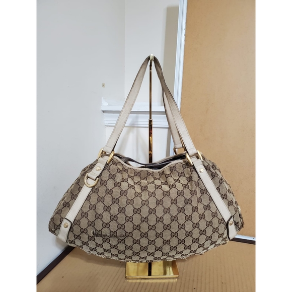 Gucci Handbags - GUCCI Monogram Medium Abbey Shoulder Bag Off White